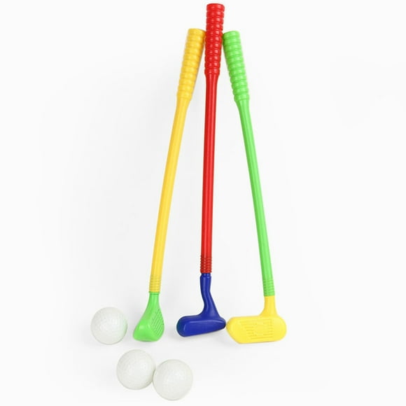 KIDS PLASTIC GOLF CLUB TOY CART CADDY SET BALLS BAG SUMMER GARDEN BEACH OUTDOOR