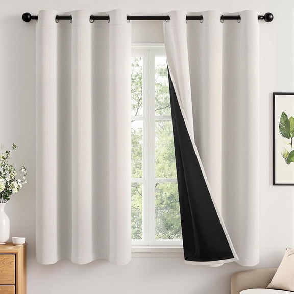 Cream 100% Blackout Curtains 40"x63" – Thermal Insulated Room Darkening Panels for Bedroom