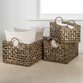 thumbnail image 5 of happimess Quinn Bohemian Cottage Woven Hyacinth Rectangular Storage Baskets with Handles, Brown (Set of 3), BSK2010B-3SET, 5 of 7