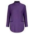 thumbnail image 5 of Women's Loose Fit Tunic Sweater, Plus Size Longline Knit Top, Slimming Casual Tunic, Mid-Length Round Neck Pullover, Fall Winter Blouse, Oversized Cozy Sweater, Outerwear Tunic Top Purple XXXL, 5 of 9