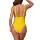 thumbnail image 3 of INSPIRE CHIC Traje de baño de una pieza con escote en V profundo y espalda descubierta, conjunto de bikini, bañador de tirantes anchos y efecto adelgazante, talla X-Small, color amarillo, 3 of 5