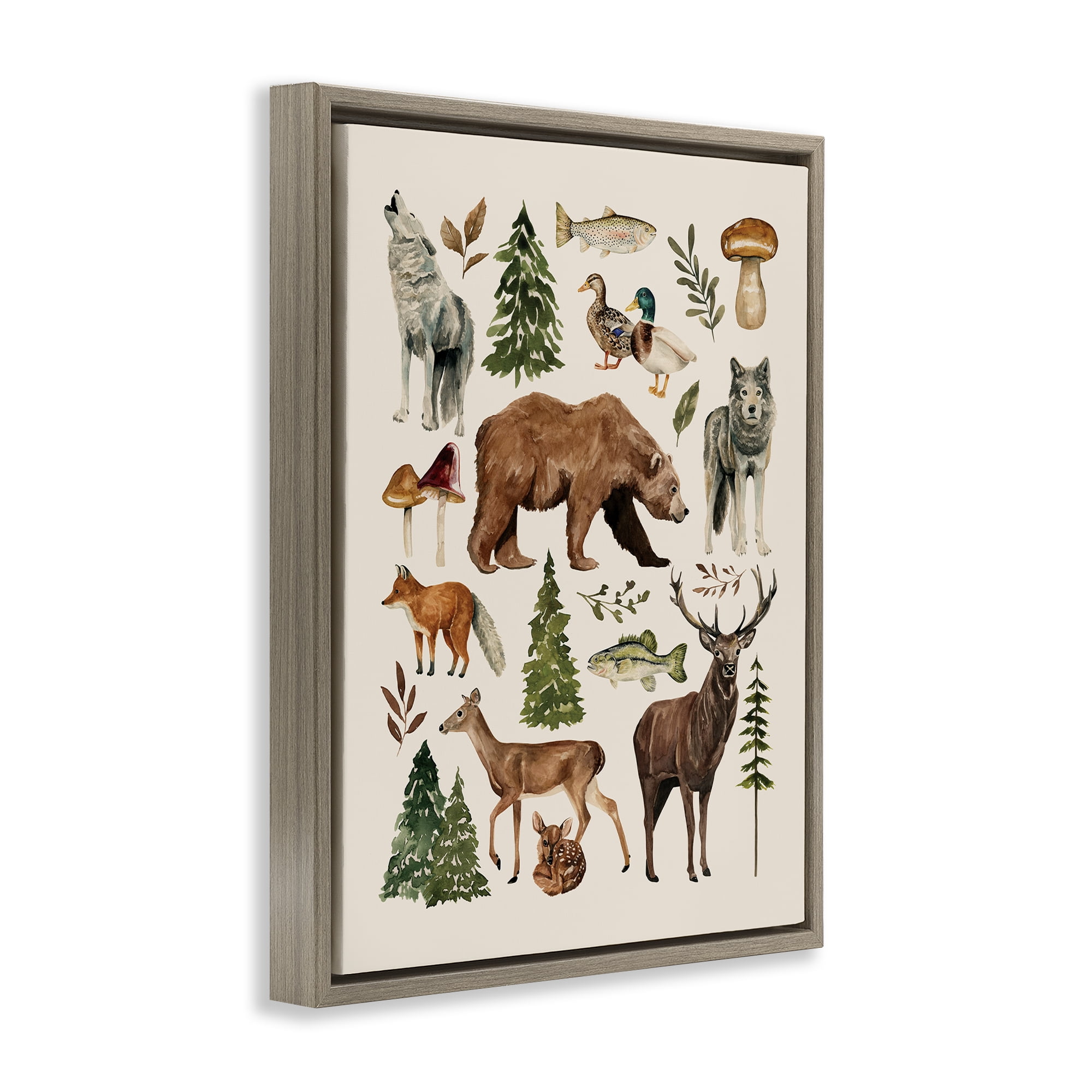 Stupell Industries The Wild Wood Animals Brown Framed Floater Canvas Wall Art, design by Bethany Sandoval
