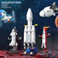 thumbnail image 4 of Mini modelo de cohete tripulado de aviación, bloques de construcción, estación aeroespacial espacial, ladrillos, ciudad, juguetes de construcción para niños, 4 of 5