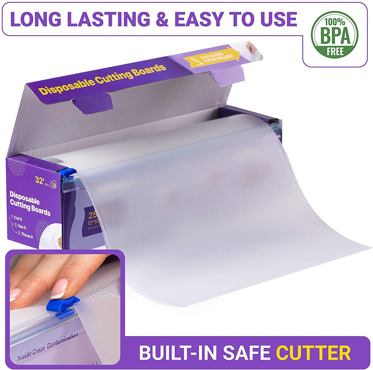 Disposable Plastic Cutting Board Sheets for BBQ & Camping - Large Flexible Chopping Boards - Cutting Mats for Kitchen and Outdoor 32'