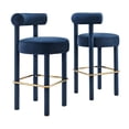 thumbnail image 2 of Modway Toulouse 30" Upholstered Fabric Bar Stool in Blue/Gold (Set of 2), 2 of 10