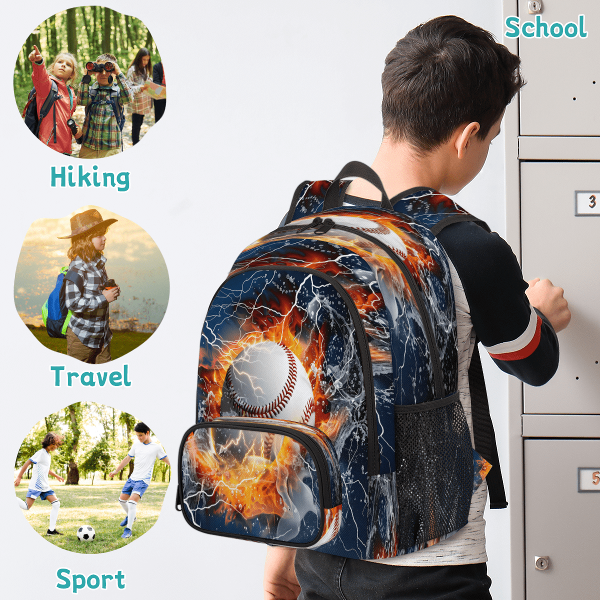 Herdesigns Sports Baseball Themed Laptop Backpack for Women Men, Work Computer Backpacks, 18.3 Inch Large Computer Nurse Teacher Bags Travel Casual Daypack