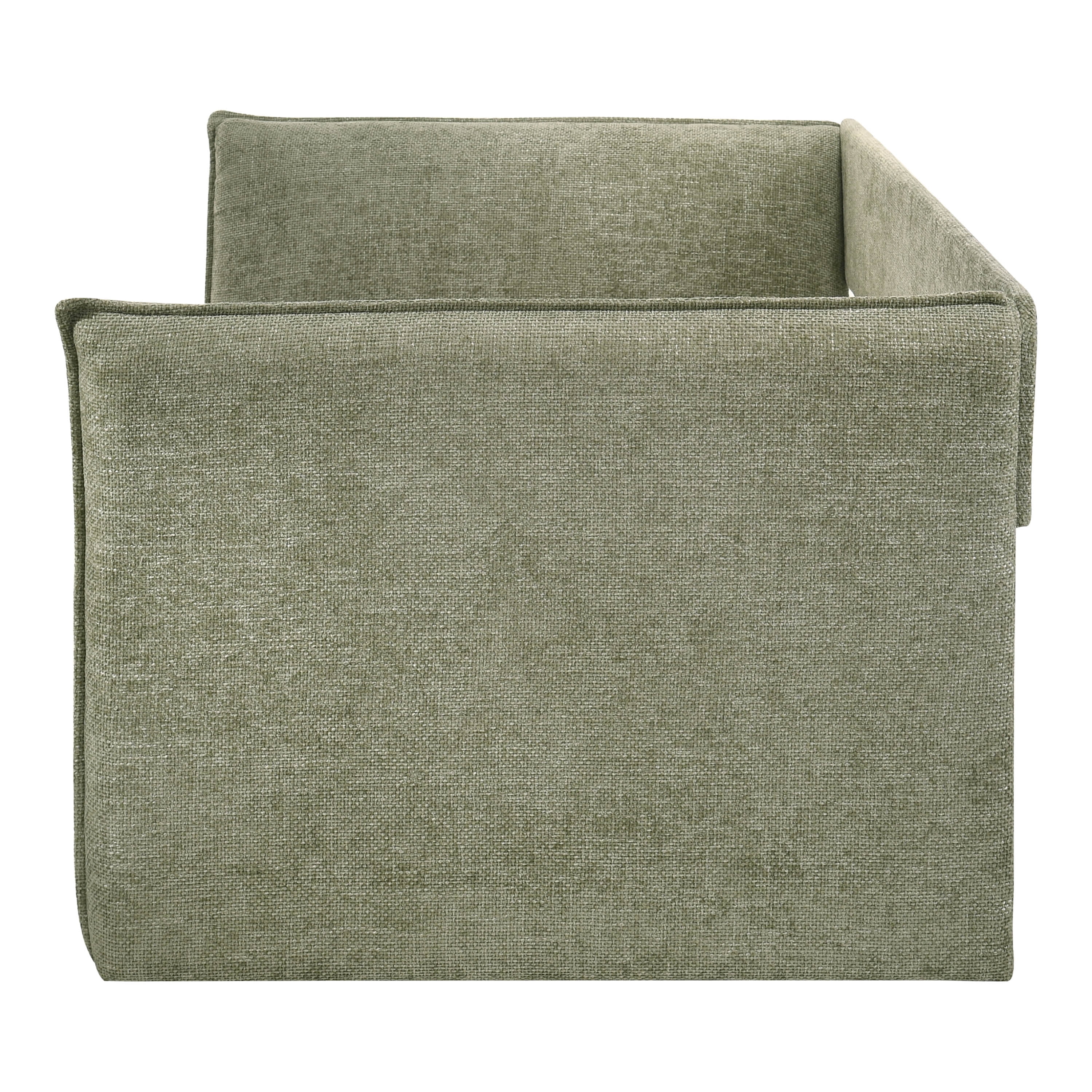 Furniture of America Liovet Fully Fabric Upholstered Flared Arm Twin Daybed with Trundle, Light Green