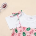 thumbnail image 4 of IWEMEK Little Girls Dresse Short Sleeve Bowknot Summer Mini Sundress Watermelon Checkered Printed Outfits 2025, 4 of 7