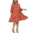 thumbnail image 2 of Agnes Orinda Plus Size Dress for Womens V Neck Tie Lace Sleeve Casual Summer Ruffle Hem Midi Flowy Dress, 2 of 5