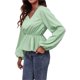 thumbnail image 3 of Txlixc Blusa de estilo femenino, blusa de chiffon de manga larga con cuello V de color sólido Txlixc moda, 3 of 3