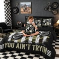 thumbnail image 5 of Meiyoeat Vintage Dirt Bike Pattern Twin Bedding 7-Piece for Men, American Flag Print Bedding Comforter Set, Camo Black Beige,Black Reversible, 5 of 6