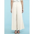 thumbnail image 3 of Made by Johnny Women's Casual Loose Washed Linen Wide Leg Pants with Pockets and Drawstring L WHITE, 3 of 6
