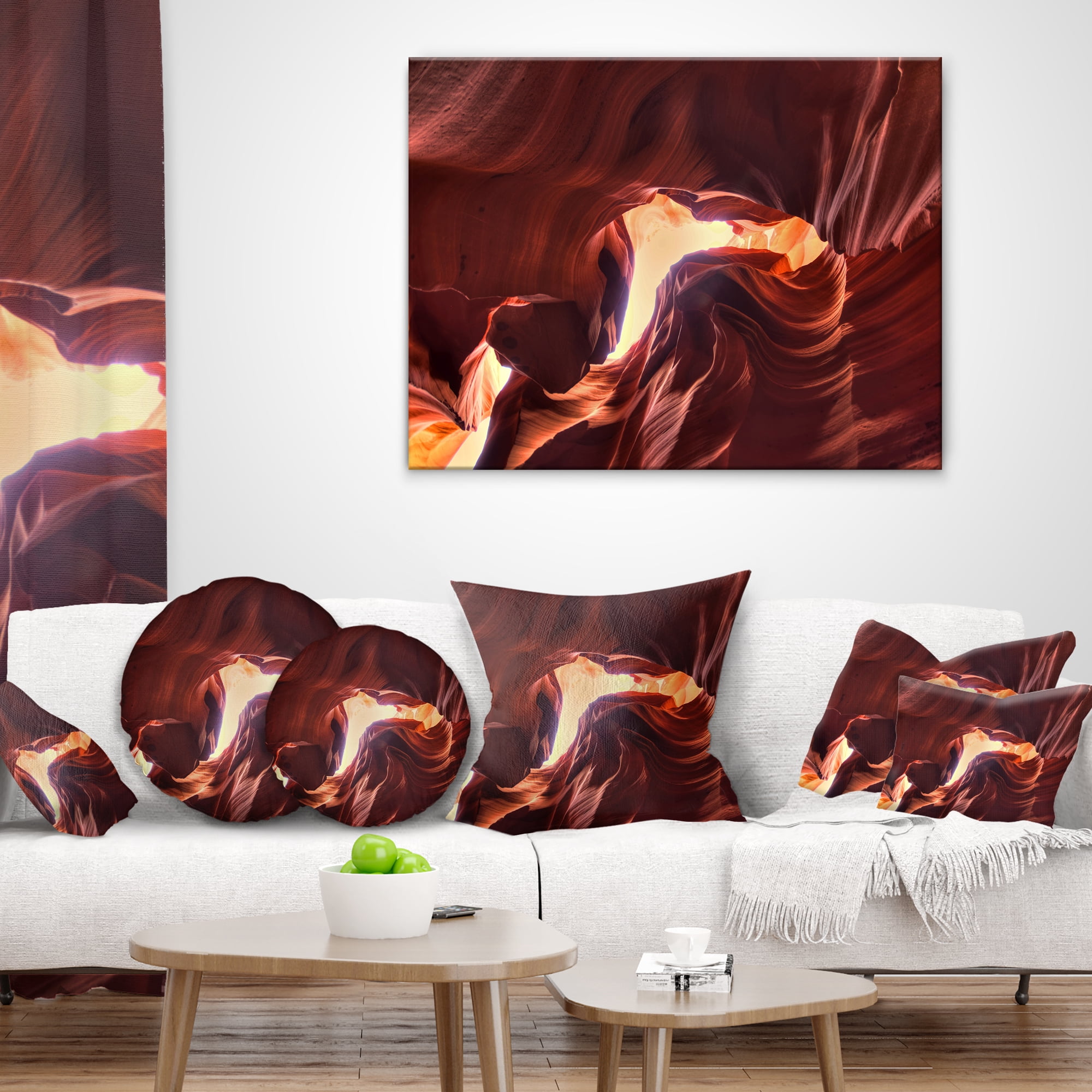 Designart Stone Structures In Lower Antelope Canyon - Photography Throw Pillow - 18x18