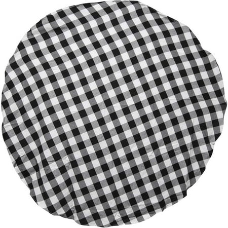 

55 Inch Round Tablecloth Checkered Round Table Cover for Wedding Kitchen Dinning Room White and Black