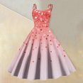 thumbnail image 2 of LWavelet 2026 Valentine's Casual Brunch Spaghetti Strap Dress, Heart Print Flowy Flared Sundress Valentine's Wear Hot Pink XL, 2 of 4