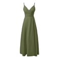 thumbnail image 4 of KHONTS Satin Bridesmaid Dresses for Women Spaghetti Strap A-Line V-Neck Formal Evening Gowns with Slit Army Green XXXL, 4 of 6