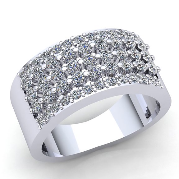 Natural 3ct Round Cut Diamond Ladies 3Row Cluster Anniversary Wedding Band Solid 10K Rose, White or Yellow Gold GH SI1