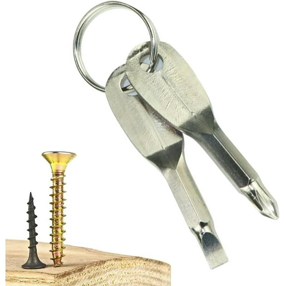 Keychain Screwdriver Set - 2 in 1 Flat Head Screwdriver Phillips Screwdriver with Keychain - Practical Multi Tool Mens Stocking Stuffers for Daily Repairs and Outdoor Activities