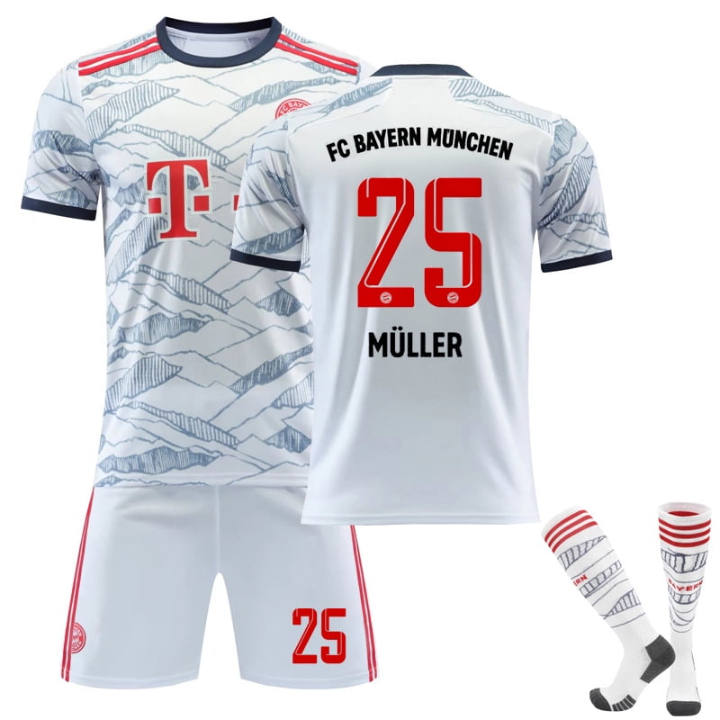 FC Bayern Munich Away Jersey No. 25 Muller Soccer Football Set