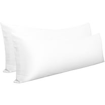 Ntbay 2 Pack Ultra Soft Satin Long Body Pillowcase with Envelope Closure, Cooling and Smooth Body Pillow Cover for Hair and Skin, 20" x 54", White
