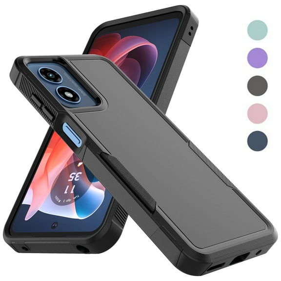 For Moto G Play 4G 2024 Case ,2 in 1 Phone Case for Motorola Moto G Play 2024 6.5 inch ,Takfox Shockproof Protection Heavy Duty Armor Durable Hard Plastic & Rubber Rugged Full Body Bumper Cover-Black