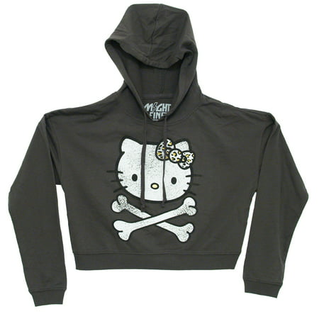 Hello Kitty Sanrio Crossbones Crop Juniors Hoodie Hooded Sweatshirt