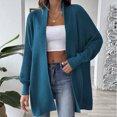 thumbnail image 2 of ATOYSOY Women's Long Sleeve Tops Loose Jackets Sweaters for Women Open Front Cardigan Fall Winter Casual Sweatshirts Outwear Lightweight Solid Color Midi Coat Blue Free Size, 2 of 6