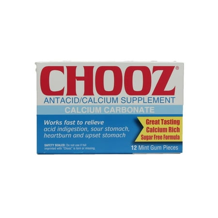 Chooz Antacid Calcium Supplement - 12 Mint Gum (Best Gum For Acid Reflux)