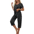 thumbnail image 3 of MINTREUS Women's Pajama Sets Short Sleeve Shirt and Capri Soft Pajama Sets with Pockets M-4XL, 3 of 6