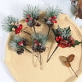 thumbnail image 2 of Christmas Berry Twig Branches Artificial Pine Cone  Tree Decoration Fake Flower 4pcs 6.3in/16cm In Length Imitation Plants, 2 of 10