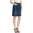 thumbnail image 5 of INSPIRE CHIC Mother's Day Women's Denim Skirts Distressed High Waist Ripped Hem Washed Jean Skirts with Pockets XS Deep Blue, 5 of 7