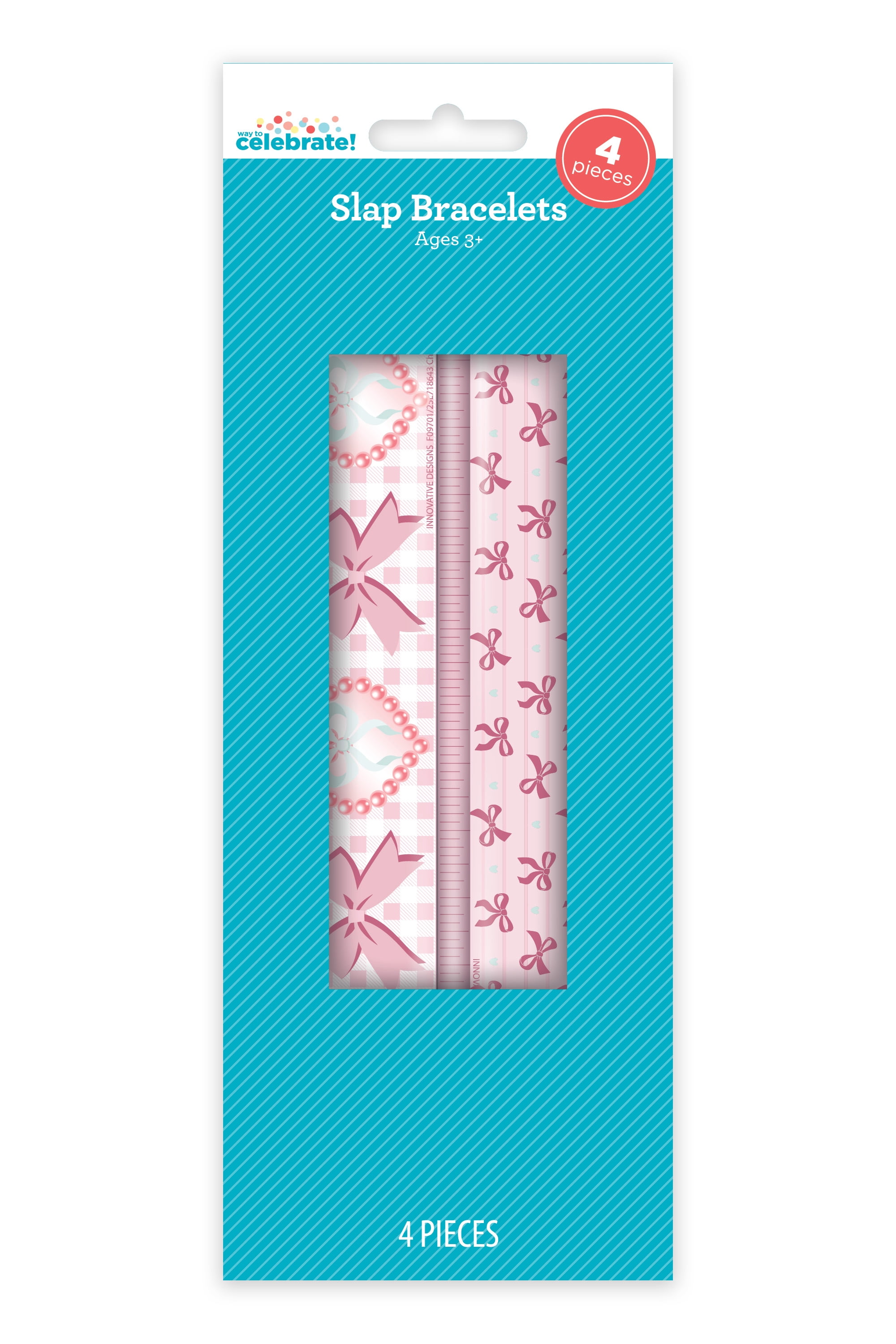 Pink and Pretty Slap Ruler Bracelet Party Favors, 4 Count, by Way to Celebrate
