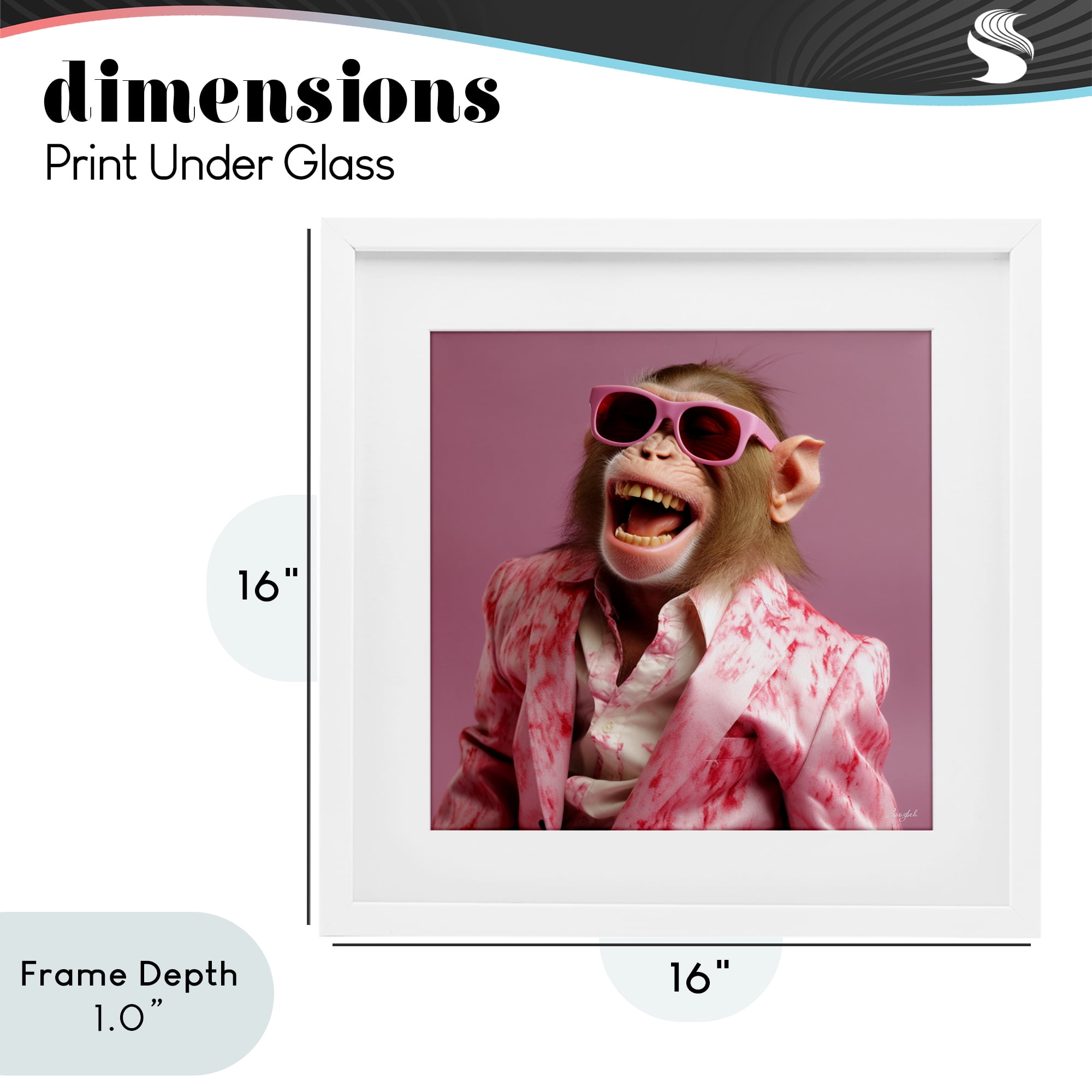 Stupell Industries Hipster Monkey in Suit White Framed Print Under Glass, design by Roozbeh