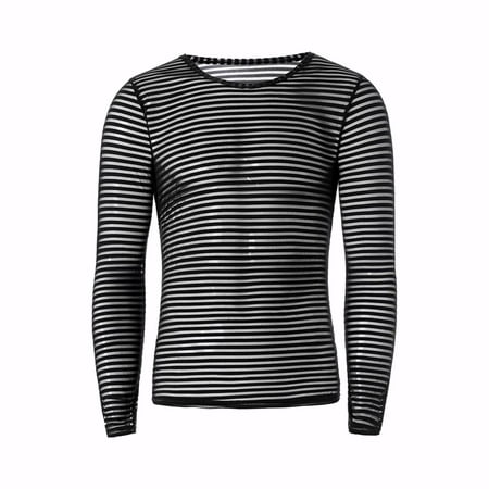 

TZNBGO Men Underwear For Play Men s Fashion Casual Muscle Pullover Long Sleeves Stripe Underwear Nightwear Lingerie Mens Pajamas Men Thongs For Father Son Matching Shirts4289