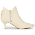 thumbnail image 6 of DARING DIVA Women's Pointy Toe Kitten Heel Ankle Booties Beige 8.5, 6 of 7