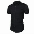 thumbnail image 4 of SDNall Denim Shirt Men Fashion Short Sleeve Open Front Loose Outerwear Blouse Tops Mens Casual Button Down Shirts (Black,Sizes:S-2XL), 4 of 9