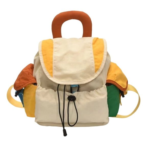 Colorblock Lightweight Nylon Daypack, Multi Pocket Waterproof Casual Rucksack With Padded Shoulder Straps For Outdoor Trips Picnic Day Travel Daily Carry Storage,A:8.7*5.7*9.5in
