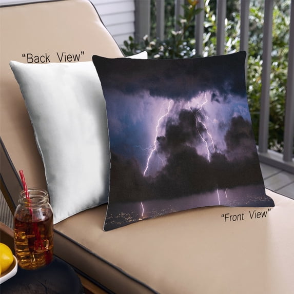 Ahgly Company Earth Lightning Outdoor Throw Pillow, 18 inch by 18 inch