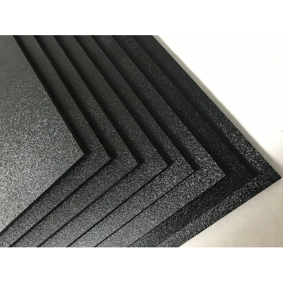 ABS Black Plastic Sheet 1/4" x 12" x 12” Textured 1 Side Vacuum Forming (Pack of 8)