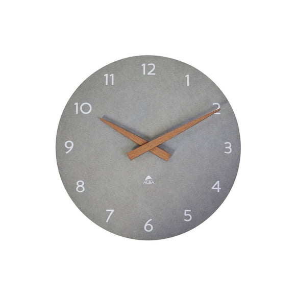 ALBA - Horloge pour Bureau, Réception - quartz - Montage Mural - 11,81 Po - Bois - Cadre : Gris Doux