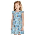 thumbnail image 1 of Fotbe Cartoon Rocket With Space Vestido de Dormir para Niñas de 3 a 10 Años, Mangas Cortas, Estilo Princesa, Pijama Camisón con Mangas Voladas-Medium, 1 of 6