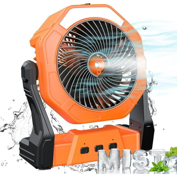Portable Misting Fan, Outdoor Fans for Patios with Water Mist, 10000mAh Rechargeable Battery Personal Cooling Fan with Mister, 8-Inch, 250mL Water Tank & LED Lantern, for Home, Outside, Camping