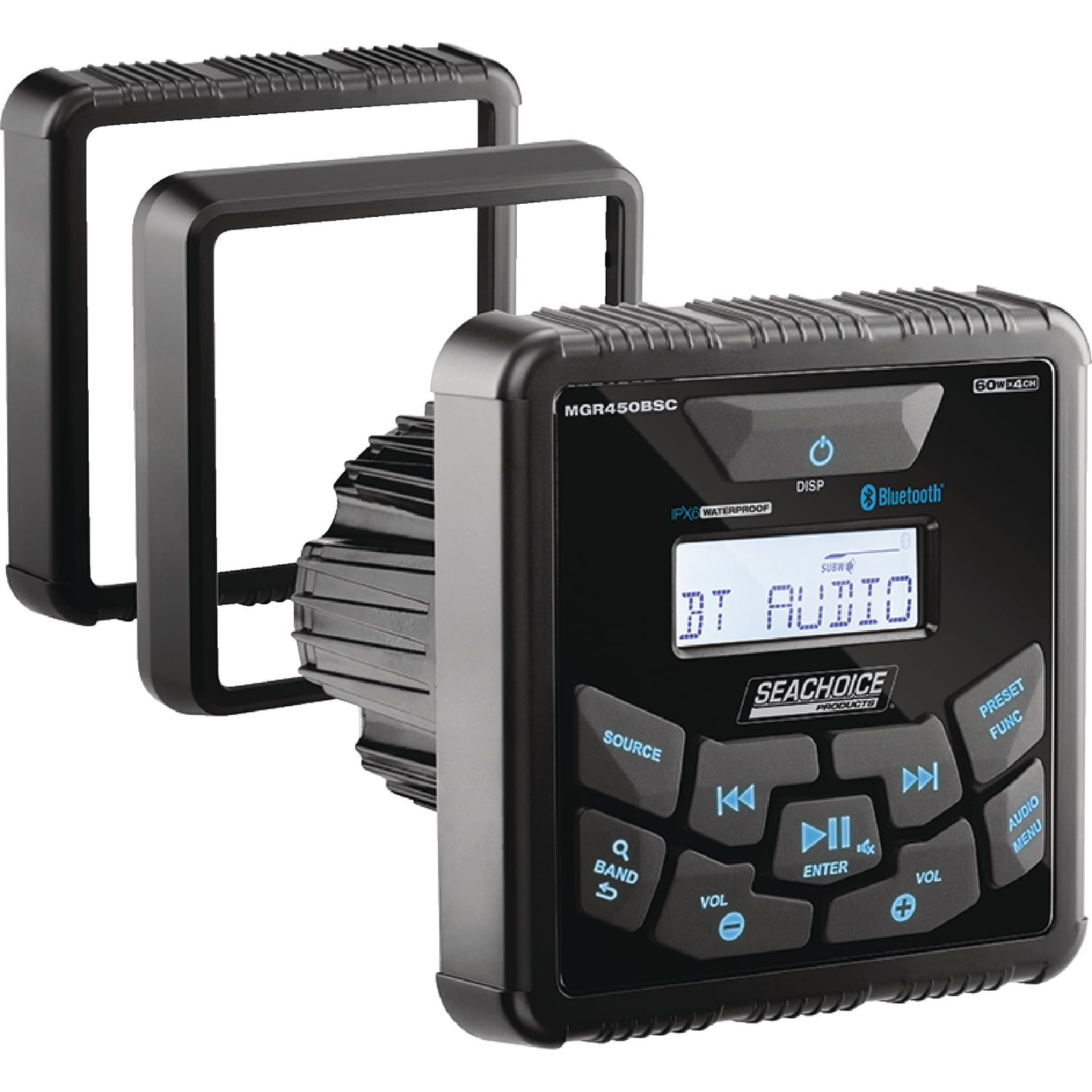 Seachoice 72106 Bluetooth® InDash Marine Gauge Stereo, Square Face