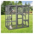 thumbnail image 6 of JTAOT Catio Outdoor Cat Enclosure Large Wooden Outdoor Cat House with Small House, Cat Cage with 6 Platforms and Weather Protection (Gray,63" x 31.1" x 59.33"), 6 of 7