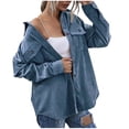 thumbnail image 2 of Goodtrade8 Winter Shirts for Women Loose Corduroy Solid Color Collared Casual Long Sleeve Womens Tops, 2 of 7