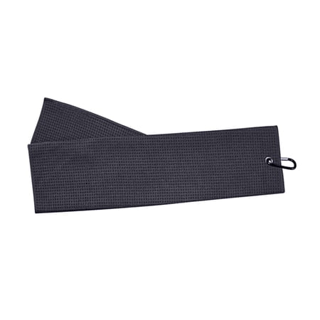 Golf Towel Microfiber Weave Pattern Towel with Heavy Duty Carabiner Clip Water Absorption Club Cleaning Dry Wiping Cloth 40x60cm , Black