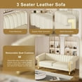 thumbnail image 5 of 84" 3 Seater Sofa Couch, TUANLUO PU Leather Tufted Sofa with Rolled Armrest and Metal Leg, Modern Deep Seat Sofa Couch for Living Room, Beige, 5 of 7