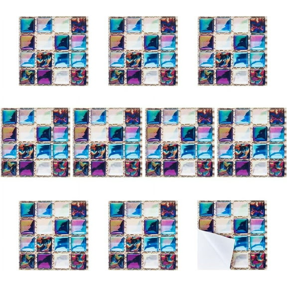 30 Pcs Mosaic Wall Tile Stickers Self-Adhesive Mosaic Wall Stickers 3D Wall Decor Mosaic sticker for Floor Kitchen & Bathroom DIY