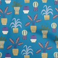 thumbnail image 1 of oneOone Cotton Silk Blue Fabric Flower Pots Motif Dress Material Fabric Print Fabric By The Yard 42 Inch Wide, 1 of 4