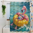 thumbnail image 3 of Funny Art Shower Curtain, 72" x 84", Summer Flaming Birds Swimming Circles Oil Painting Waterproof Bathroom Curtain Washable Shower Curtain Set with 12 Hooks, 3 of 8